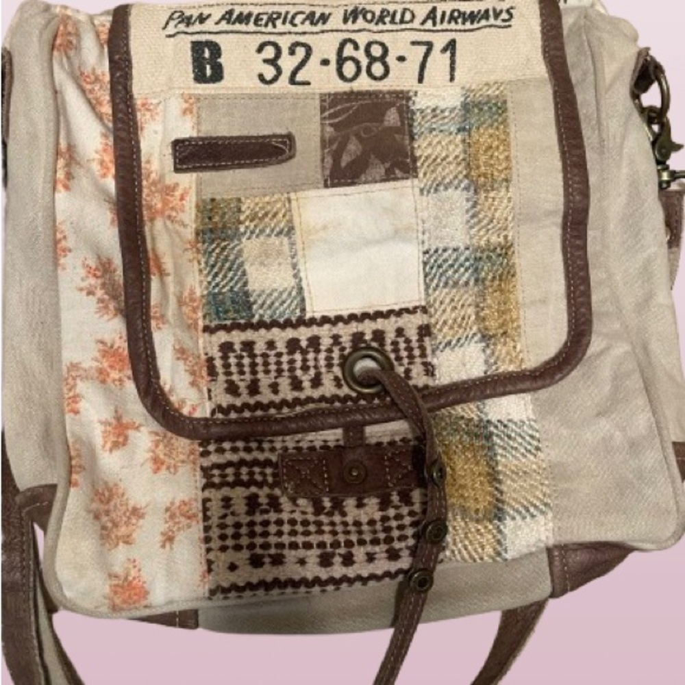 Myra Bag Cream and Brown Backpack with Vintage Aesthetic